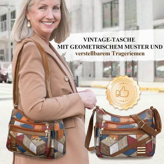 🔥👜Vintage-Tasche mit geometrischem Muster und verstellbarem Trageriemen🔥