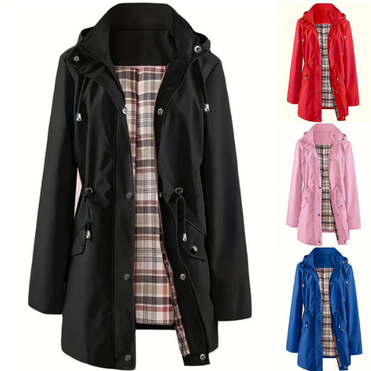 🔥Letzter Tag: 60% Rabatt!⏰🌧️🧥Wasserdichte lange Trenchcoats mit Kapuze für Damen👍