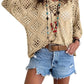 🏖️ Sommer-Sale 60% Rabatt 🏝️👚Damen Boho Häkeloberteil mit V-Ausschnitt | Luftiges Lochstrick Shirt für den Sommer✨