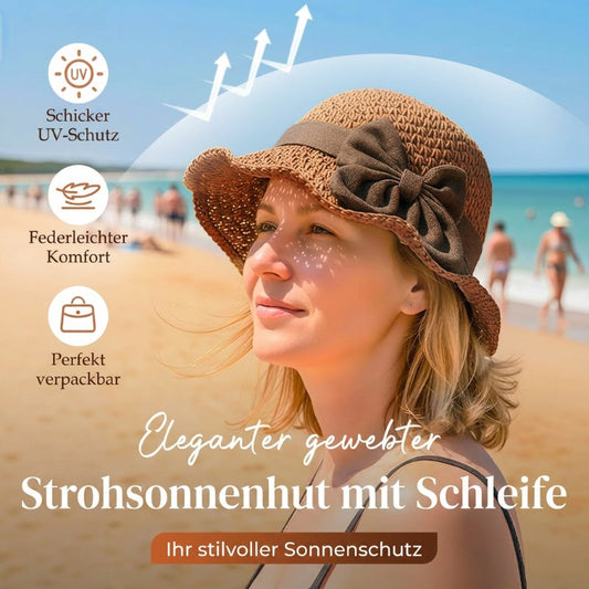 🎀60 % RABATT👒Strohhut mit Retro-Schleife – Faltbar & atmungsaktiv für den Sommer🏖️