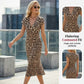 🔥Letzter Tag: 60% Rabatt! ⏰🐆Damenkleid mit V-Ausschnitt und Leopardenmuster🎁