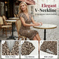 🔥Letzter Tag: 60% Rabatt! ⏰🐆Damenkleid mit V-Ausschnitt und Leopardenmuster🎁