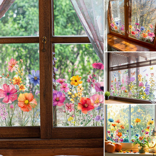 🌸Frühjahrsangebot: 60% Rabatt💞Bunter Blumenstrauß Fensteraufkleber🖼️(frei zuschneidbar)