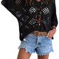 🏖️ Sommer-Sale 60% Rabatt 🏝️👚Damen Boho Häkeloberteil mit V-Ausschnitt | Luftiges Lochstrick Shirt für den Sommer✨