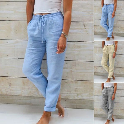 🌸Spring Sale 60% OFF🌿👖Damenhose aus Baumwolle & Leinen mit Elastischem Bund – Bequem, Atmungsaktiv & Lässiger Look 🥰