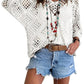 🏖️ Sommer-Sale 60% Rabatt 🏝️👚Damen Boho Häkeloberteil mit V-Ausschnitt | Luftiges Lochstrick Shirt für den Sommer✨