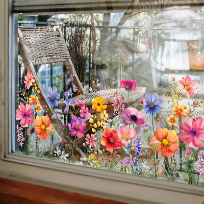 🌸Frühjahrsangebot: 60% Rabatt💞Bunter Blumenstrauß Fensteraufkleber🖼️(frei zuschneidbar)