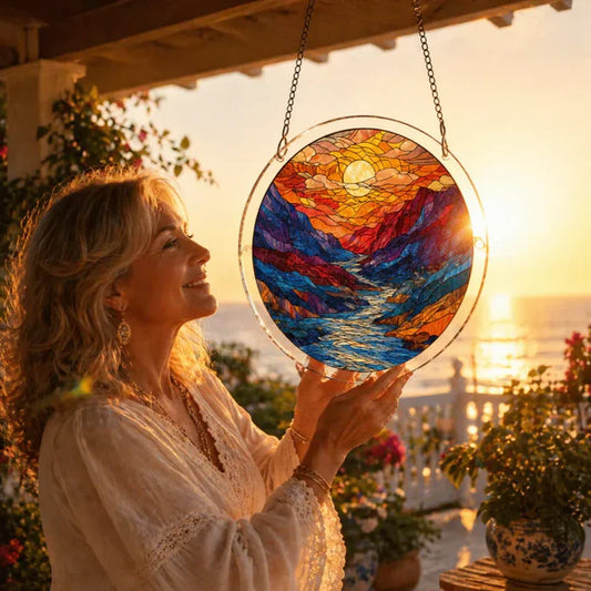 🔥Letzter Tag: 60% Rabatt!⏰🎐🌈Acryl Sonnenuntergang & Meer Puzzle Fensterhänger🍃