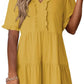 🏖️ Sommer-Sale 60% Rabatt 🏝️👗Damen-Stufenkleid mit Rüschenbesatz und V-Ausschnitt👚