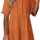 🏖️ Sommer-Sale 60% Rabatt 🏝️👗Damen-Stufenkleid mit Rüschenbesatz und V-Ausschnitt👚