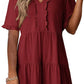 🏖️ Sommer-Sale 60% Rabatt 🏝️👗Damen-Stufenkleid mit Rüschenbesatz und V-Ausschnitt👚