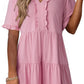 🏖️ Sommer-Sale 60% Rabatt 🏝️👗Damen-Stufenkleid mit Rüschenbesatz und V-Ausschnitt👚