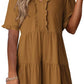 🏖️ Sommer-Sale 60% Rabatt 🏝️👗Damen-Stufenkleid mit Rüschenbesatz und V-Ausschnitt👚