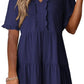 🏖️ Sommer-Sale 60% Rabatt 🏝️👗Damen-Stufenkleid mit Rüschenbesatz und V-Ausschnitt👚