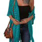 🏖️ Sommer-Sale 60% Rabatt 🏝️Boho Strick Cardigan mit Fransen ✨Damen durchscheinender Lochstrick Überwurf | atmungsaktiver Sommer Strickjacke für Alltag & Abendoutfit