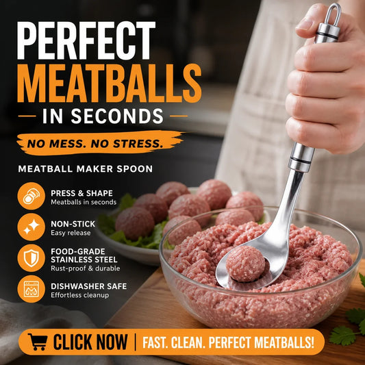 🥳💞 Über 82.000 Stück verkauft!🍡Abtropflöffel für Fleischbällchen | Sauberes Servieren ohne Kleckern, auch für Eis & Melone 🍨🍉