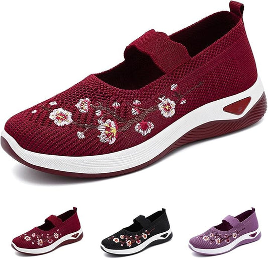 🔥Letzter Tag: 60% Rabatt! ⏰🥿🌸Freizeitliche Loafers mit Blumenstickerei aus Strickstoff✨