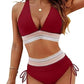 🏖️ Sommer-Sale 60% Rabatt 🏝️👙Hoch taillierte Bikini-Sets mit Bauchkontrolle und Farbblockdesign🌊