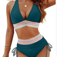 🏖️ Sommer-Sale 60% Rabatt 🏝️👙Hoch taillierte Bikini-Sets mit Bauchkontrolle und Farbblockdesign🌊
