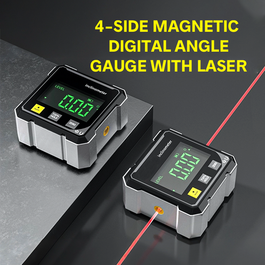 🌞Sommer-Schnäppchen🔥4-seitiger magnetischer digitaler Winkelmesser mit Laser