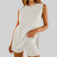 🏖️Sommerliches Damen-Outfit🔥2-teiliges Set aus ärmelloser Strickbluse und Shorts