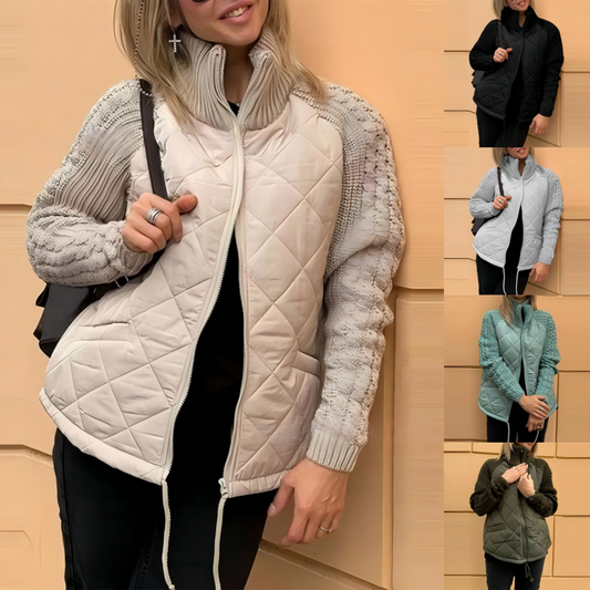 ⏳Begrenzte Zeit 49% Rabatt💥Gestrickte Patchwork-Pufferjacke für Damen