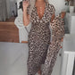 🔥Letzter Tag: 60% Rabatt! ⏰🐆Damenkleid mit V-Ausschnitt und Leopardenmuster🎁