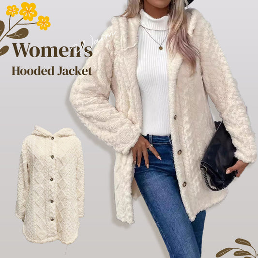 🧥Damen warme Jacke mit Kapuze und Rautenmuster🎁