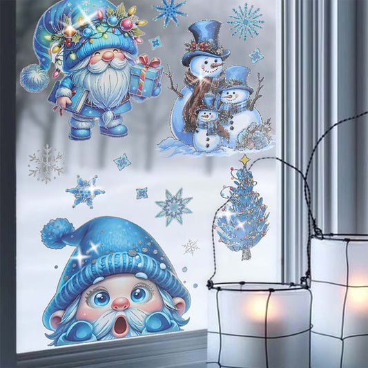 ❄️☃️Weihnachtliche Glitzer-Fensteraufkleber 9-teilig🎅