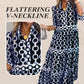 ⏰Letzter Tag: 60% Rabatt! 🌸👗Maxikleid für Damen mit Geometrischem Print & V-Ausschnitt – Figurbetont, Leichter Stoff & Perfekt Für Frühling & Sommer ☀️