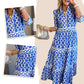 ⏰Letzter Tag: 60% Rabatt! 🌸👗Maxikleid für Damen mit Geometrischem Print & V-Ausschnitt – Figurbetont, Leichter Stoff & Perfekt Für Frühling & Sommer ☀️