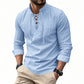 🏴‍☠️ Herren Vintage Langarmshirt mit V-Ausschnitt – Leinenoptik, Pirat-, Wikinger- & Gothic-Stil aus dem Mittelalter
