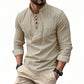 🏴‍☠️ Herren Vintage Langarmshirt mit V-Ausschnitt – Leinenoptik, Pirat-, Wikinger- & Gothic-Stil aus dem Mittelalter