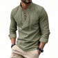 🏴‍☠️ Herren Vintage Langarmshirt mit V-Ausschnitt – Leinenoptik, Pirat-, Wikinger- & Gothic-Stil aus dem Mittelalter
