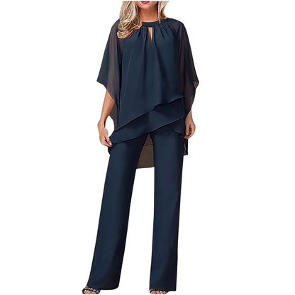 🔥50% RABATT! ✨Eleganter Zweiteiler für Damen – Bluse mit Asymmetrischem Saum & Weite Hose | Bequem, Stilvoll & Perfekt für Alltag und Freizeit👗