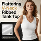 V-Ausschnitt Rippen Top – formanpassende Stretch-Qualität, atmungsaktiv & weich – in 7 Farben & Größen S–2XL – Perfekt als Basic Layer