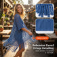 🏖️ Sommer-Sale 60% Rabatt 🏝️Boho Strick Cardigan mit Fransen ✨Damen durchscheinender Lochstrick Überwurf | atmungsaktiver Sommer Strickjacke für Alltag & Abendoutfit