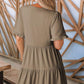 🏖️ Sommer-Sale 60% Rabatt 🏝️👗Damen-Stufenkleid mit Rüschenbesatz und V-Ausschnitt👚
