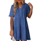 🏖️ Sommer-Sale 60% Rabatt 🏝️👗Damen-Stufenkleid mit Rüschenbesatz und V-Ausschnitt👚