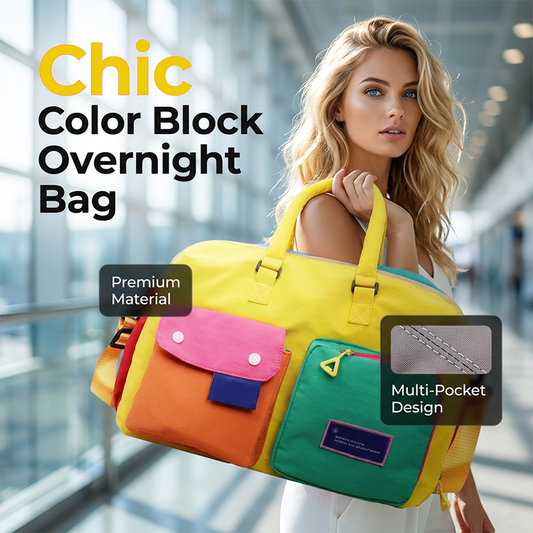 📢📢60%Rabatt!!🥳💞50K+VERKAUFT!🏆🛍️👜Lässige Reisetasche mit Farbblock-Design🧳🎁