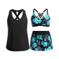 🏖️ Sommer-Sale 60% Rabatt 🏝️👙3-teiliges Badeset – Tankini Top, Neckholder Bikini & Palmenprint Badeshorts, figurfreundlich für Strand & Pool🏊