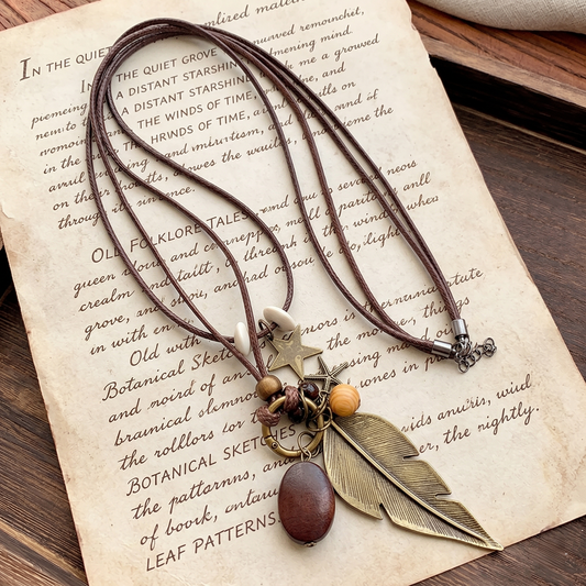🔥Heißer Verkauf 50% Rabatt🔥📿🪶 Vintage Boho Feder-Anhänger Halskette🎁