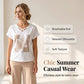 🔥Letzter Tag: 60% Rabatt!⏰👚👖Lässiges 2-teiliges Set mit V-Ausschnitt-Shirt & Cropped-Hose – Bequem, Atmungsaktiv & Vielseitig✨