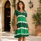 🏖️ Sommer-Sale 50% RABATT 🏝️🐆Damen Leoprint Midi-Kleid mit V-Ausschnitt👗✨