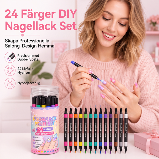 🥳💞 Über 68.000 Stück verkauft!🖌️🎨24-Farben Nagel-Art-Stifte Set – Zwei Spitzen, endlose Kreativität! 💅 Präzise Linien, schnelles Trocknen, Salon-Qualität ✨