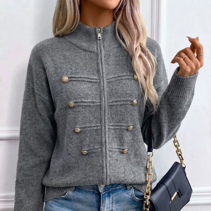 🔥Letzter Tag: 60% Rabatt!⏰🧥Lässige Damen-Strickjacke mit doppeltem Reißverschluss🎁