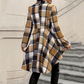 🥳💞 Über 46.000 Stück verkauft!🧥Karierter Damen-Peplum-Mantel mit High-Low-Saum🎁