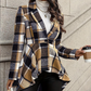 🥳💞 Über 46.000 Stück verkauft!🧥Karierter Damen-Peplum-Mantel mit High-Low-Saum🎁