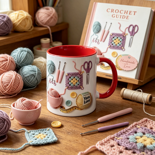 ☕ 50% RABATT! 🧶Liebe zur Wolle – Strickbecher für Häkelfans🎁